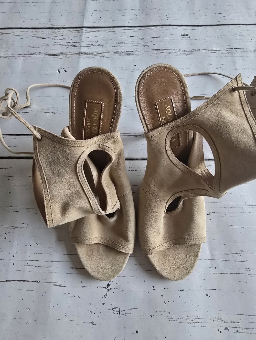 Aquazurra Sexy Thing Cut Out Suede Heels - Picture 2 of 5